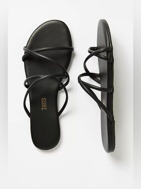 Tkees Sloane Sandals Strappy Black Leather Size 7